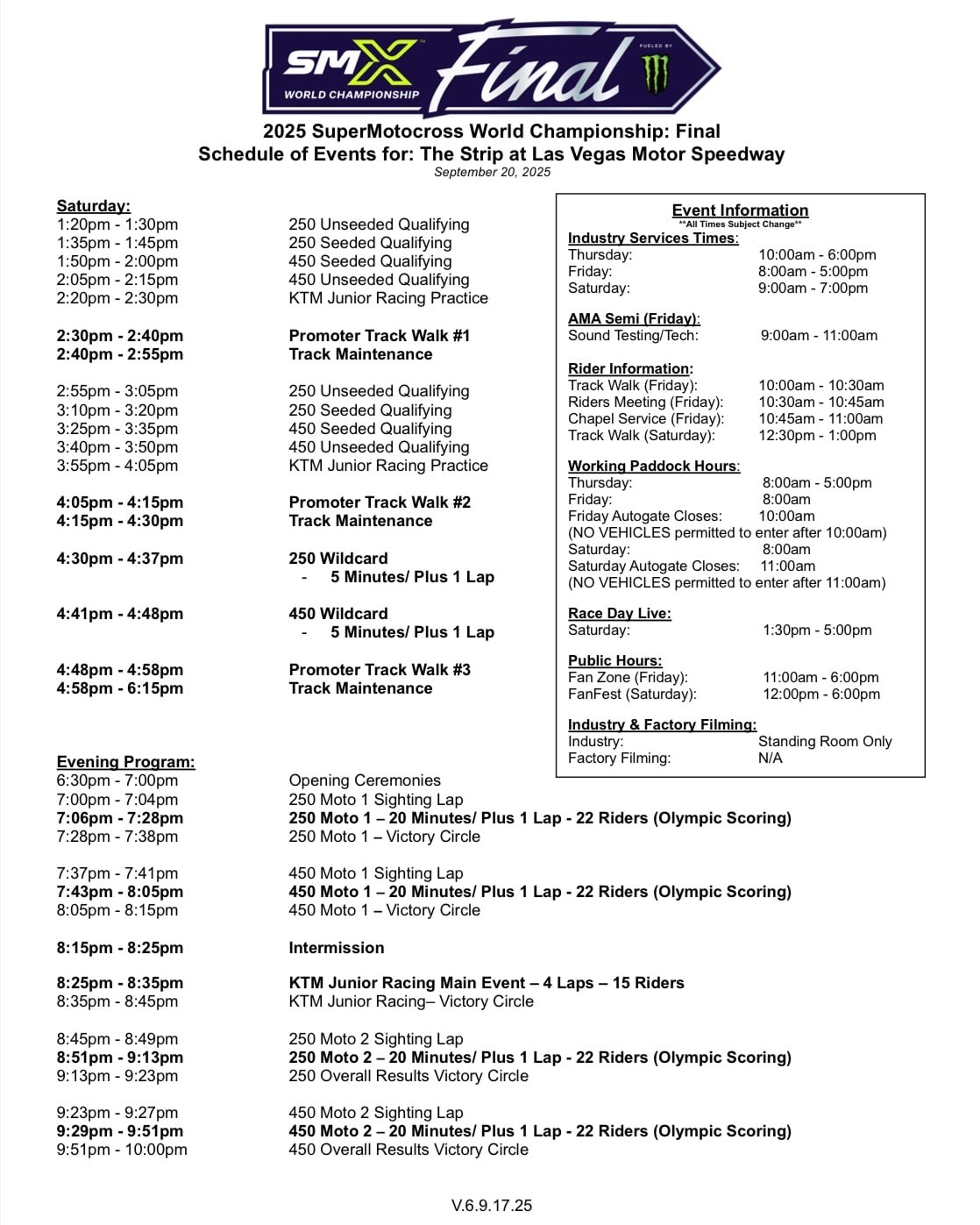 Las Vegas SMX How To Watch, Event Schedule Motocross